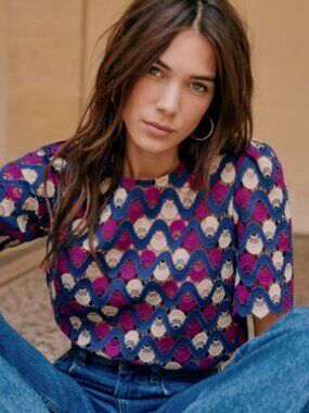 Sezane Lilo Bouse - Ecru/Navy/Pink